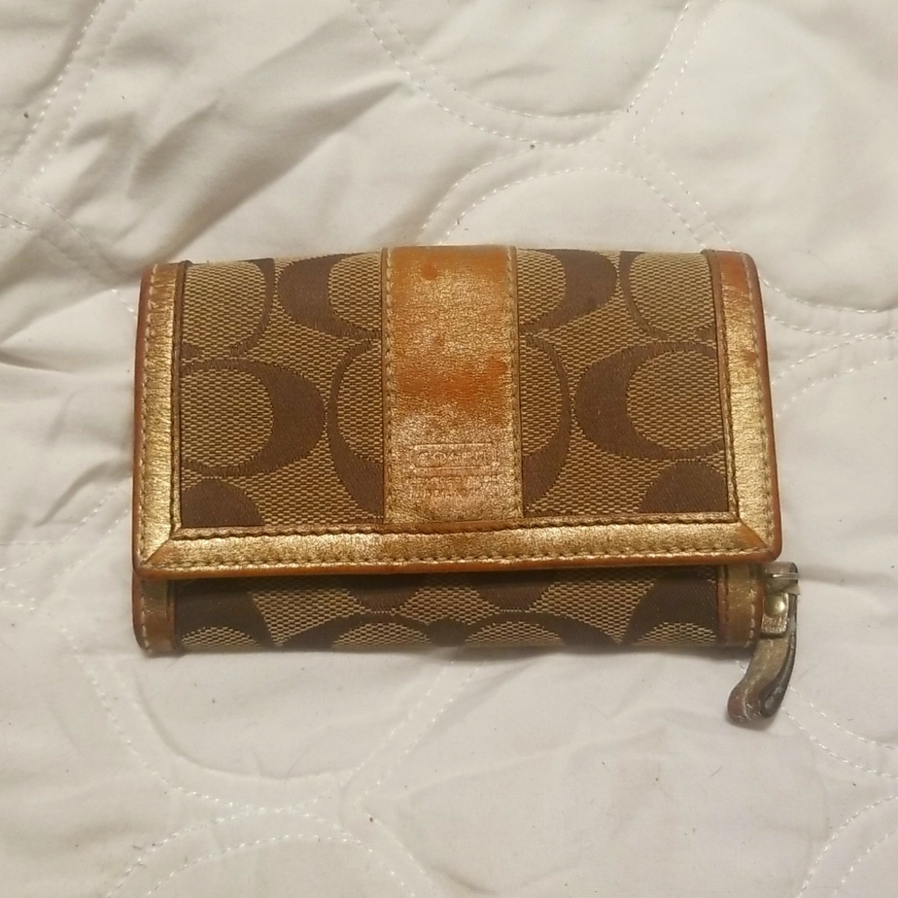 Tan and Gold Coach Wallet
